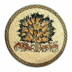 'Tree of Life' handmade natural stone mosaic inset - circular, unframed