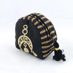 Embroidered purse with crescent motif