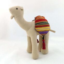 Stuffed Camel Doll - Small -  Beige Velvet with Red Saya saddle