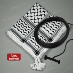 Black and White Palestinian Keffiyeh and Eigal - with Badiyah Style handmade tassels