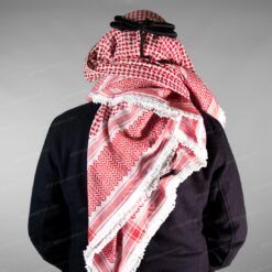 Alternative view of Red and White Kufiyyeh with Eigal (Plain - without tassels)