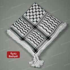 Black and White Palestinian Keffiyeh - with Badiyah Style handmade tassels
