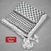Black and White Palestinian Keffiyeh - with Royal (Mulouki) Style handmade tassels