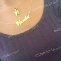 Double necklace with butterfly and custom made (your) name.