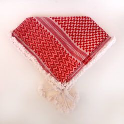 Red and White Kufiyyeh (Shmagh)Hatta Mulouki (Royal) Style with handmade hadab tassels