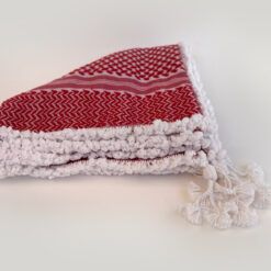 Alternative view of Red and White Keffiyeh and Eigal - with Royal (Mulouki) Style handmade tassels
