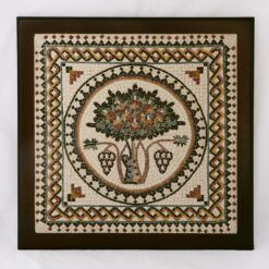 Madaba "Tree of Life" Framed Mosaic 40x40cm (16"x16")