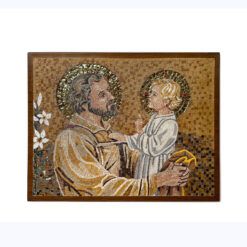 St Joseph holding Baby Jesus handmade natural stone mosaic Christian Artwork framed mosaic handmade in Jordan