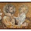 St Joseph holding Baby Jesus handmade natural stone mosaic Christian Artwork framed mosaic handmade in Jordan